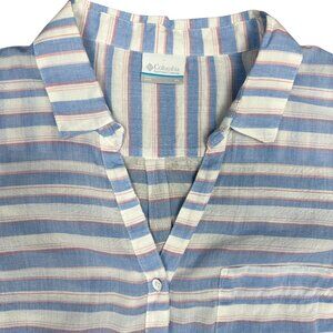 Women's COLUMBIA Lightweight Cotton Button-Down Roll-Tab‎ SHIRT- Size XL